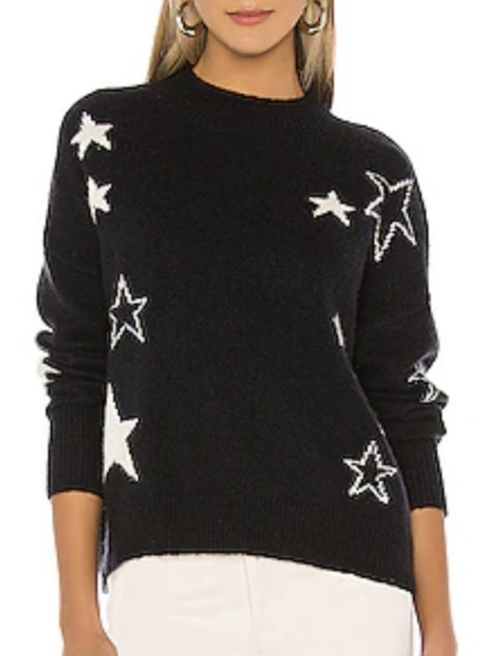 Rails Kana Wool Cashmere Sweater Size M Black White Star Downtown Girl Celestial